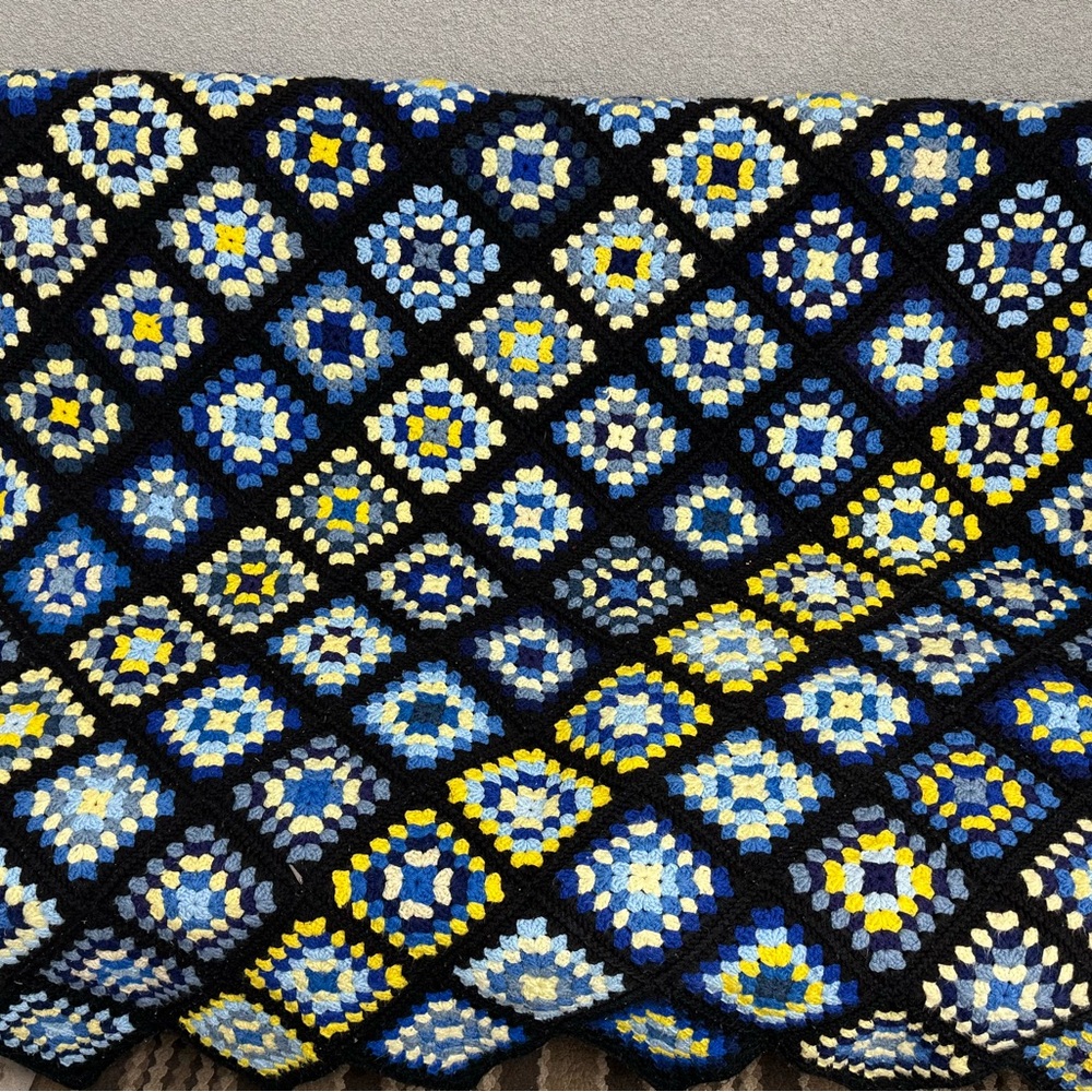 Handmade crochet granny square afghan throw blanket